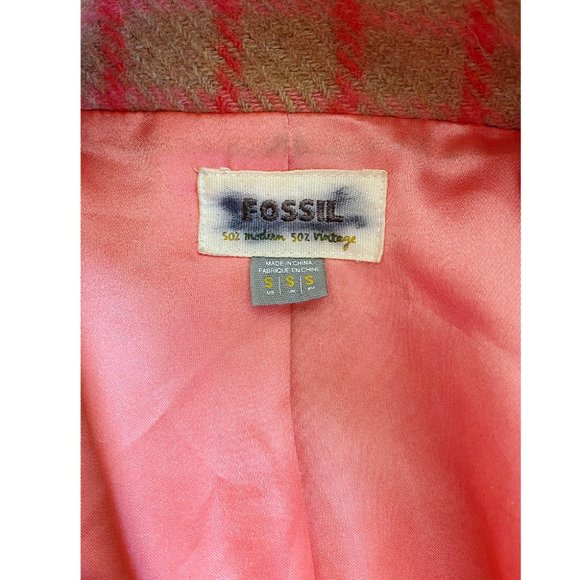 Fossil Plaid Wool Peacoat - Picture 3 of 3